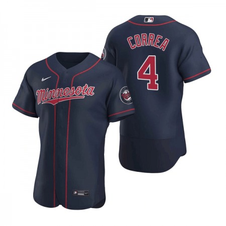 Men's Minnesota Twins #4 Carlos Correa Navy Flex Base Stitched Jersey