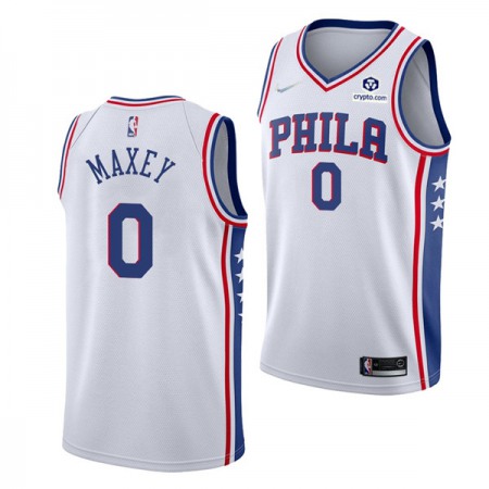 Men's Philadelphia 76ers #0 Tyrese Maxey White 75th Anniversary Association Edition Swingman Stitched Jersey