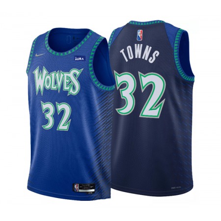 Men's Minnesota Timberwolves #32 Karl-Anthony Town 2021/22 Blue City Edition 75th Anniversary Swingman Stitched Jersey