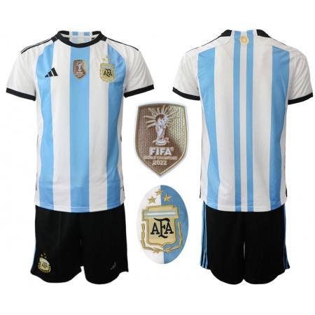 Men's Argentina Custom White/Blue 2022 FIFA World Cup Final Winners Edition 3 Stars Home Soccer Jersey Suit