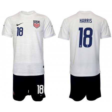 Men's United States #18 Harris White Home Soccer Jersey Suit