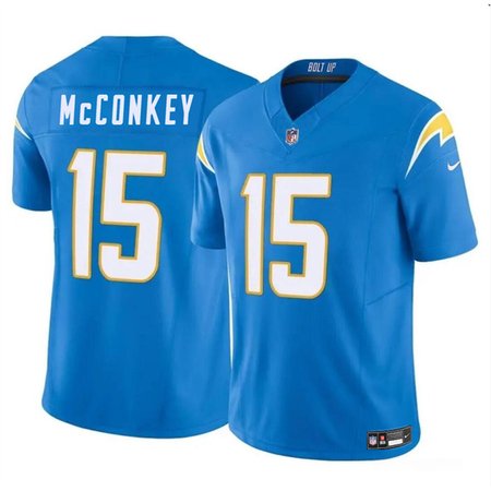 Men's Los Angeles Chargers #15 Ladd McConkey Light Blue 2024 F.U.S.E Draft Vapor Limited Stitched Football Jersey