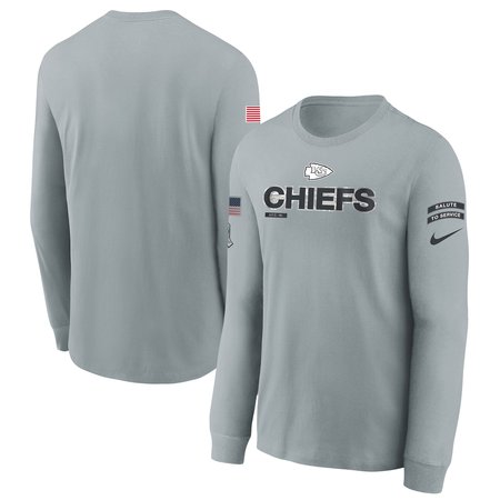 Youth Kansas City Chiefs Nike Gray 2024 Salute To Service Long Sleeve T-Shirt