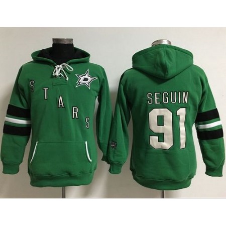 Dallas Stars #91 Tyler Seguin Green Women's Old Time Heidi Hoodie NHL Hoodie