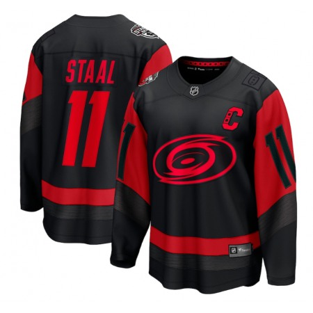 Men's Carolina Hurricanes Custom Black Red Stadium Series Breakaway Stitched Jersey